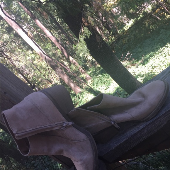 Tan Swede cloth fringed short  cowboy boots,HP25 - Picture 7 of 9